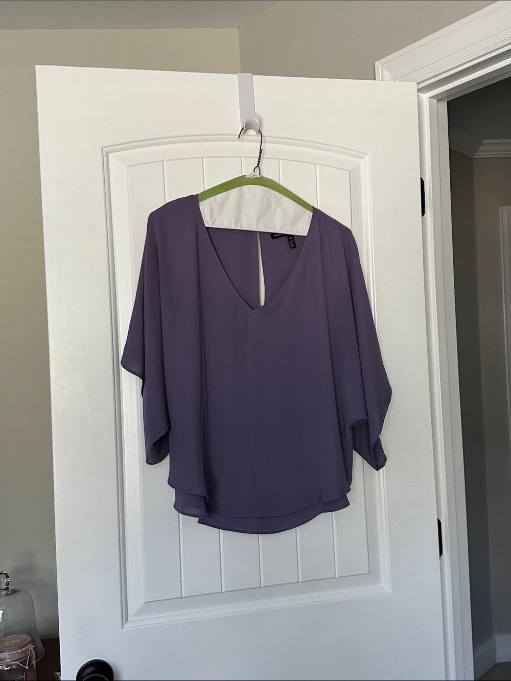 White House Black Market Lavender Dolman V-Neck Blouse